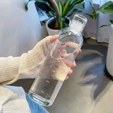 시간 표 있는 700ml 우아한 누수 방지 물병 매일 수분을 공급 피트 및 야외 모험을 위한 경량 휴대용, Transparent
