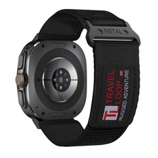Fegwilde 갤럭시워치 울트라 47mm 호환 아웃도어 나토 벨크로 스포츠 나일론 스트랩, 블랙