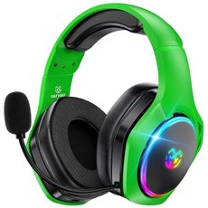 Tatybo Ps5 Ps4 PC용 무선 게이밍 헤드셋 2.4GHz USB Type C 헤드폰 40시간 7.1 서라운드 사운드 블루투스 노이즈 캔슬링 마이크 포함 스위치 폰용 2, 초록색