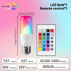 E27 베이스 RGB 전구 LED 24키 리모컨 디밍 가능 10W AC220V 침실 책상 램프용 다채로운 변경, 01 1pcs, 01 AC100-240V, 02 RGB 4000K
