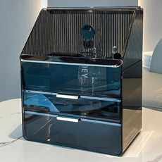 쿠팡품절대란 루시아이 미드센추리 모던 대용량 화장품 정리함, 1개, 투명 블랙