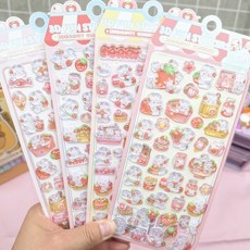 네이처포유 토끼 3D입체스티커 포카 다꾸 폰꾸 아이패드 꾸미기, 1개, 토끼 스티커4종