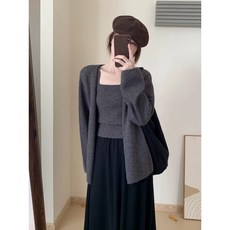 毛衣外套二件組 軟綿綿手感保暖針織兩件套