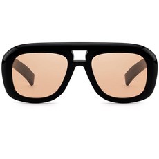 DreamCalf 오버사이즈 에비에이터 선글라스 여성용 남성용 트렌디한 빅 와이드 선글라스 자외선 차단 일상 생활 A04- 블랙/페일 브라운 미디엄