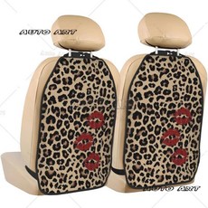 레오파드 프린트 레드 립 자동차 시트 백 오거나이저 뒷좌석 대형 킥 매트 수납 포켓, 1. 1, 1개