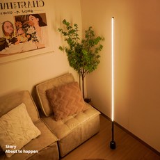 루카시아 플로어 LED 인테리어 거실 장스탠드, 블랙