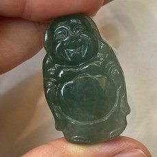 君遇 A貨翡翠 糯冰種老藍水站佛公 吊墜, 1個