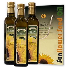TROY 트로이 1등급 해바라기씨유 선물세트 NON-GMO 유리병 식용유, 3개, 500ml
