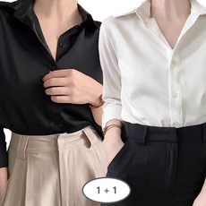 Titikong 여성 1+1 셔츠 링클프리 정장 블라우스 남방 긴팔