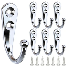 1/20pcs 빈티지 후크 작은 골동품 벽 걸이 곡선 버클 경적 잠금 나무 보석 상자 가구 홈 장식, 01 Silver, 05 5PCS