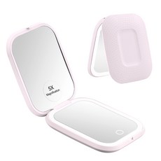 PRIDEMII LED LED 라이트 부착 모바일 여배우 미러 양면 사용(5배+1배) 내장, 03 하얀색