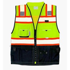 REXZUS (C 조끼 남성용 블랙 시리즈 안전 조끼 지퍼 및 유틸리티 포켓 포함 프리미엄 블랙 시리즈 측량사 조끼 (XXL 오렌지/블랙)