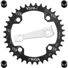 YBEKI 104BCD 체인링 - CNC 7075-T6 알루미늄 내로우-와이드 원형 체인휠 MTB/로드 바이크용 (32-52T) | 시마노/스램, 36T, 검정