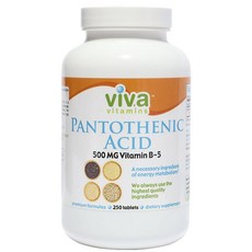 viva vitamins 泛酸 500mg 維生素 B-5 片劑, 1個, 250 件