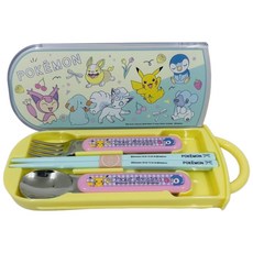 小品日貨 SKATER 黃色寶可夢 餐具組 (筷/匙/叉/日本製)
