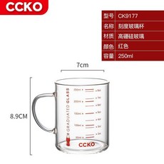 超值 牛奶杯 兒童 刻度 玻璃 早餐杯 微波爐 可加熱 水杯 副廠商品, 1個, 250ml紅色刻度