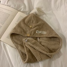 No Plan雙層加厚珊瑚絨乾髮帽 包頭巾 速乾吸水擦頭巾 浴帽, 1個, 奶茶棕