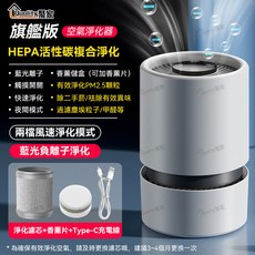 旗艦版 HEPA活性碳複合淨化空氣清淨機，兩檔風速，藍光負離子, 白色, 聚家室內車載淨化器 SA-17旗艦版