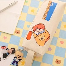 스트레이키즈 학생용 캔버스 필통 키링 학교 학원 데일리 파우치 스키즈 굿즈, 1개, 디자인 B