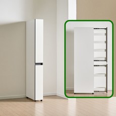 파로마 네오 일로스 200 인출식 냉장고옆 슬라이딩 틈새 수납장 NEO040, 크림화이트