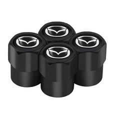 베스토 4pcs 자동차 바퀴 타이어 밸브 캡 로고가있는 스템 케이스 2 3 6 5 Axela Atenza CX CX3 323 엠블럼 액세서리, 검정색