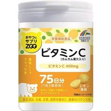 UNIMAT RIKEN ZOO 維他命C 咀嚼錠 400mg 75日份, 1個, 檸檬味維他命C 2027/8