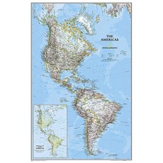 National GeoGRAPHIC 그래픽: THE 더 Americas CLASSIC 클래식 Wall Map - Laminated (23.75 x 36.5 inches) (Na