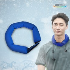 국산 초대용량 아이스 넥쿨러 넥밴드 쿨스카프 430g 1+1, 블루