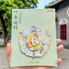 順德 文創 冰箱貼 時來運轉 雙層 可旋轉 金屬 磁貼, 如圖所示