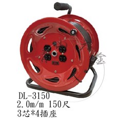 DL-3150 動力電纜輪座 3蕊2.0*150尺 延長線 單過載保護器 台灣製, 1個