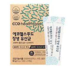 [건강기능식품] [황칠가] 600억 유산균 투입 100억 보장 유산균 3세부터 100세까지 에코헬스푸드 임산부 유아용 생균 100억 장생유산균 (1개월), 1개, 60g