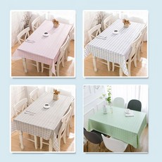 파스텔체크 방수테이블보 식탁보 테이블매트 152x137, 방수테이블보 152x137 핑크
