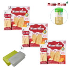 신형 멈멈 유아 쌀과자(13P) 사과&호박 3개 + 케이스 세트 + 일회용빨대 60P, 54g