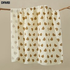 DFMEI 嬰兒彩棉包單縐布寶寶包巾包被兒童浴巾初生產房襁褓, 小熊頭