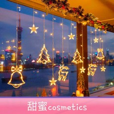 甜蜜cosmetics 聖誕節星星燈 戶外太陽能彩燈 閃燈串燈 滿天星 生日氛圍裝飾場景佈置, 1個, 彩色【聖誕款】,電池+usb兩用款拉開3.5米下掛0.8
