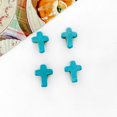 헤세드 천연석 십자가 직공 비즈 복음팔찌 재료-중사이즈, 터키석, 4개