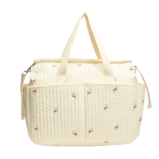 라피온즈 대용량 멀티수납 유모차 튤립자수 기저귀가방 오트아이보리