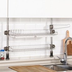 한스리빙 고급 기둥식 스텐 싱크선반 식기건조대, 1개, 600 실버, 2단