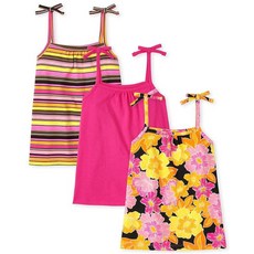 The Children's PLACE 레이스 여아용 민소매 타이 숄더 탱크탑 블랙 플로럴 3팩 251973