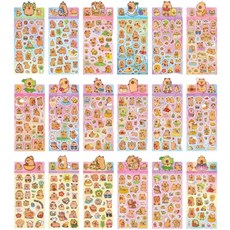 크랜브랑 무중복 카피바라 다꾸 스티커, 18개, 혼합색상