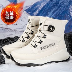 情侶雪地靴男女棉鞋保暖高幫雪靴，冬季防滑情侶款, 白色