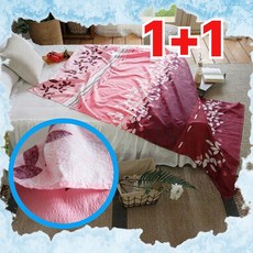 [1+1] 멜리안 냉감 홑이불 시어서커 얇은 여름 퀸 이불 싱글, 1+1, 레드 선셋가든