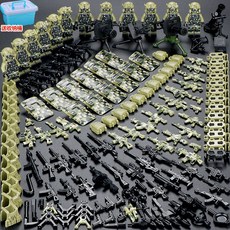 전쟁 피규어 모형 밀리터리 전투함 군인 산 조립식 미니피규어 특수부대 경찰관 소년용 미니어처 병사 교육용 장난감., [36] 치타 특수부대 12명 방패 12개 보관함 포함