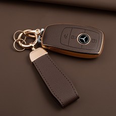 HAKO 소프트 가죽TPU 차키케이스+키홀더 (벤츠호환), M-02, 브라운
