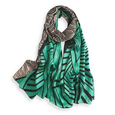 PoeticEHome 100% 멀베리 실크 롱 스카프 랩 - 여성용 대형 직사각형 자외선 차단 숄 선물 포장 포함 A3 미스틱 타로 141073, F1 - 그린 스트라이프
