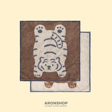 ARONSHOP MUZIK TIGER 文創手巾 擦手巾 松月毛巾 雙面設計, 1個, 老虎手巾-棕色(單入), 棕色