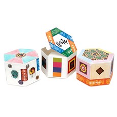 전통미술 간편조립 색칠교구 육각형 포장상자 5p/ 어르신미술 꾸미기미술 연계수업용 미술수업용, 2세트, 혼합색상