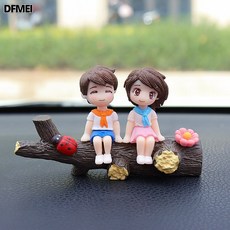DFMEI 新款2025汽車擺件中控臺可愛樹杈情侶車內飾品車載小擺件告白氣球, 1個, 樹杈乖巧情侶:如圖