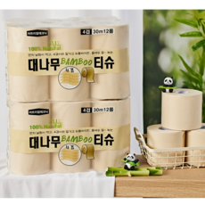 [머트리얼테크닉] 대나무 천연 펄프 먼지없고 도톰한 4겹 프리미엄 화장지, 1개, 24롤, 30m