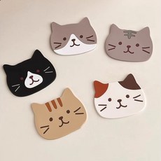 귀여운 고양이 티코스터 캐릭터 냄비 컵받침 5종세트, 1세트, 혼합색상